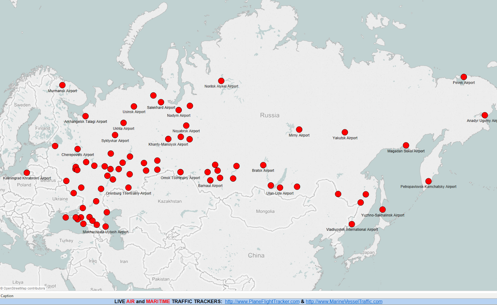 RUSSIA AIRPORTS MAP